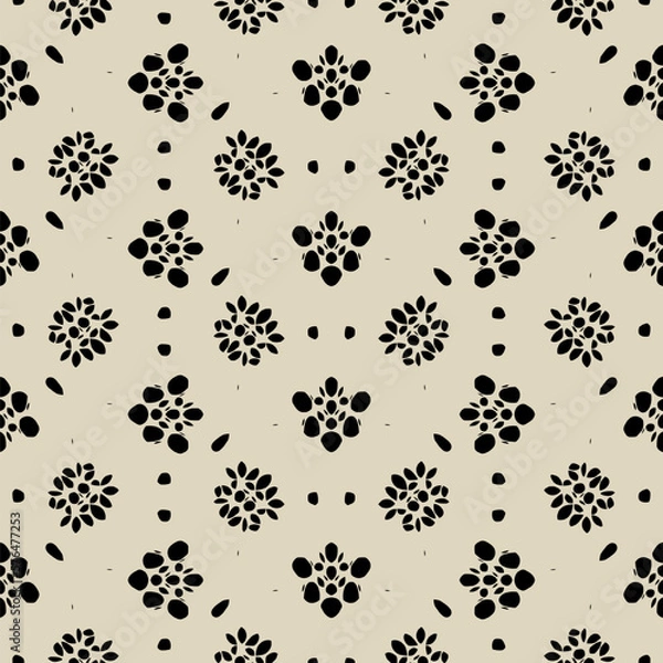 Obraz seamless pattern with dot elements, abstract vector art, texture in black on beige background, abstract graphic ornament, repeating patterm, ideal for fashion, textiles and paper design, fabric design