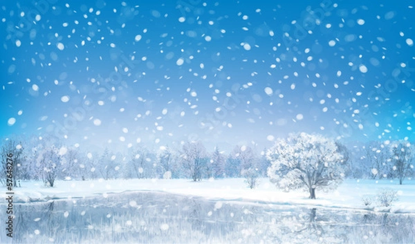 Fototapeta Vector winter landscape.