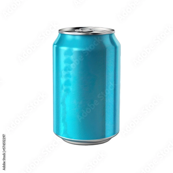 Fototapeta Soda can mock up blank template isolated on white background. Blue aluminum can for design. Realistic aluminum can. Mockup of tin can on transparent backgroun
