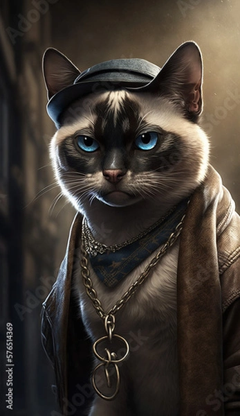 Obraz black and white cat portrait