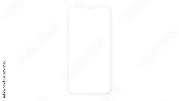 Obraz White isolated cell phone mockup with front view for responsive applications and websites.