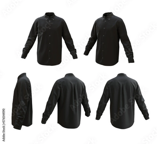 Obraz  3d rendering black flannel shirt many sides perspective view