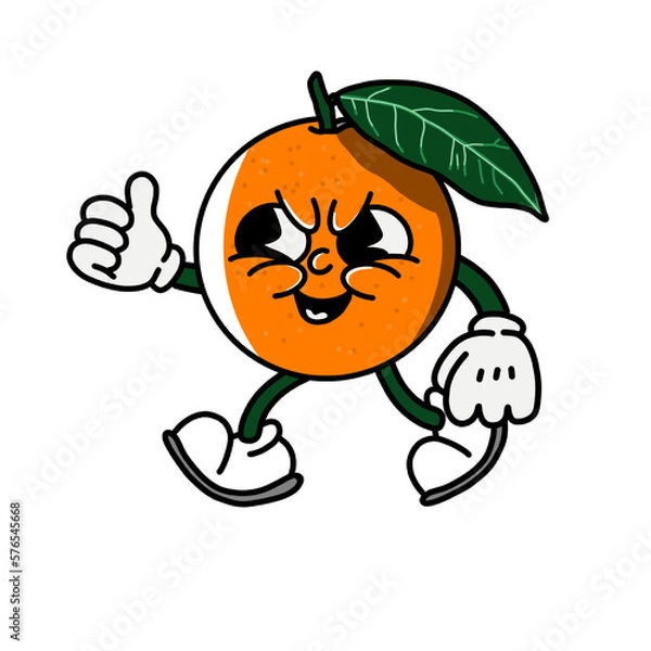 Obraz orange fruit vector character with smirking face