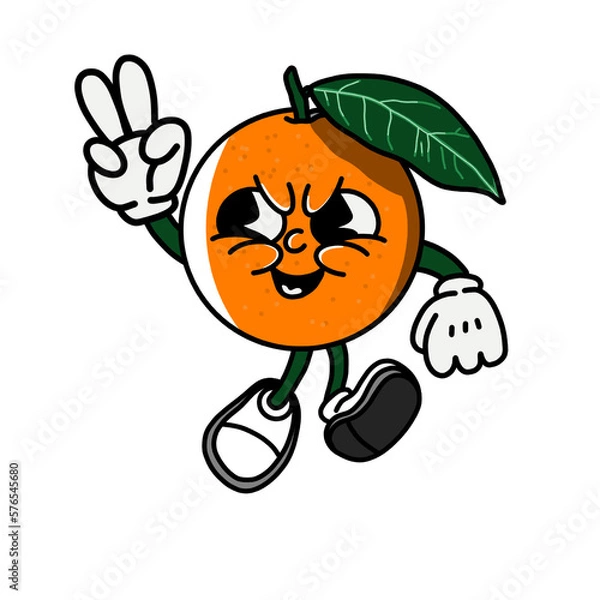 Obraz orange fruit vector character with smirking face
