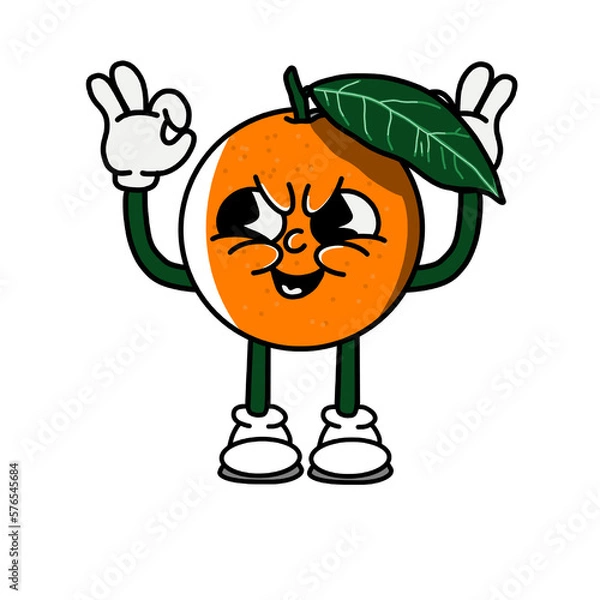 Obraz orange fruit vector character with smirking face