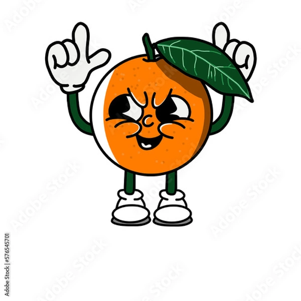 Obraz orange fruit vector character with smirking face