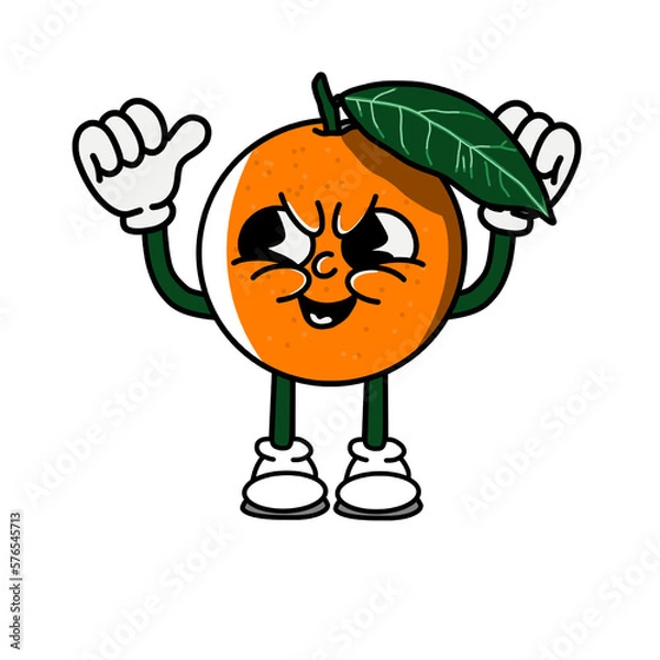 Obraz orange fruit vector character with smirking face