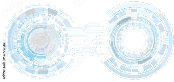 Obraz Abstract blue computer technology background with circuit board and  circle tech.illustration for elements
