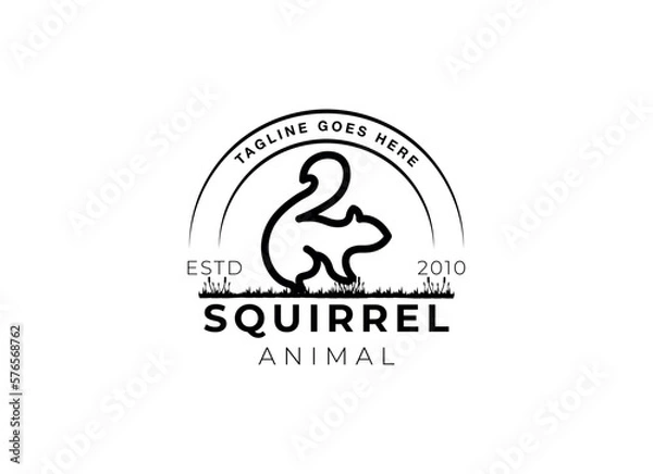 Fototapeta Creative Squirrel Logo. Simple squirrel logo design template.