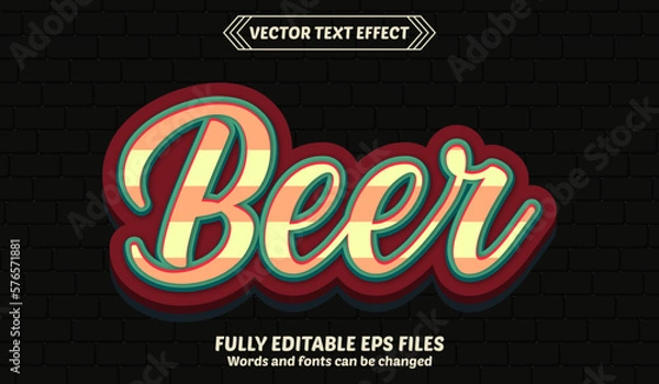 Obraz Vector beer 3d editable text effect design
