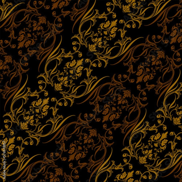 Fototapeta vector seamless batik motif with leaf ornament