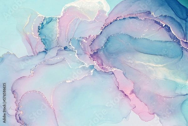 Fototapeta Abstract alcohol ink texture in pastel toned