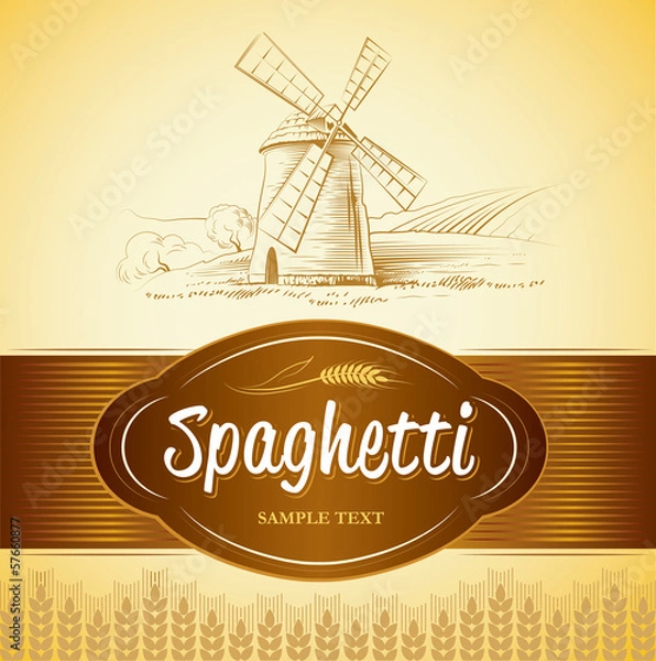 Obraz spaghetti. pasta. Bakery. labels, pack for spaghetti, pasta
