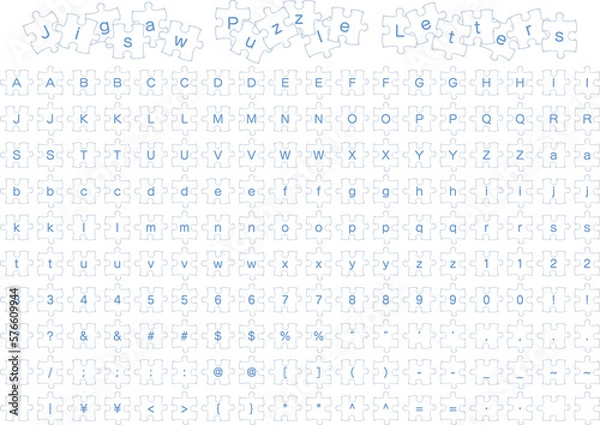 Obraz ジグソーパズルのピースの文字セット