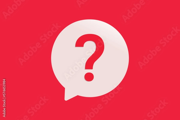 Obraz Red question mark icon chat message bubble symbol vector