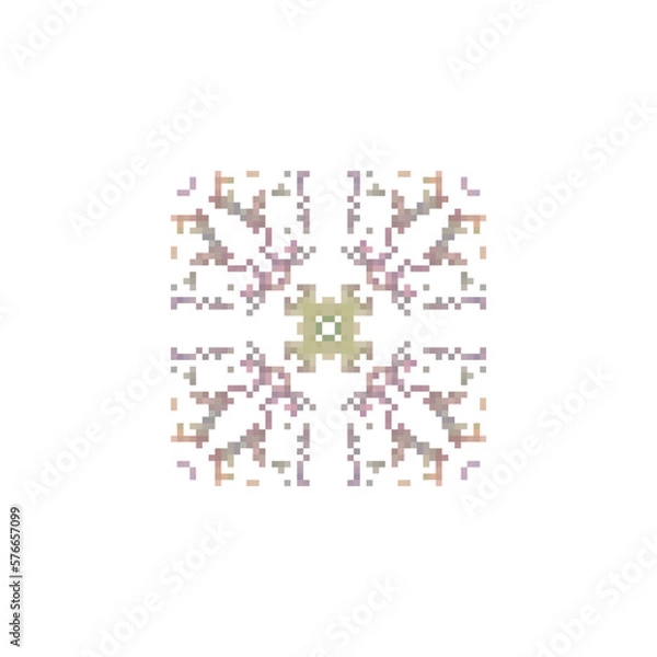 Fototapeta Pixel snowflake art made of small squares
