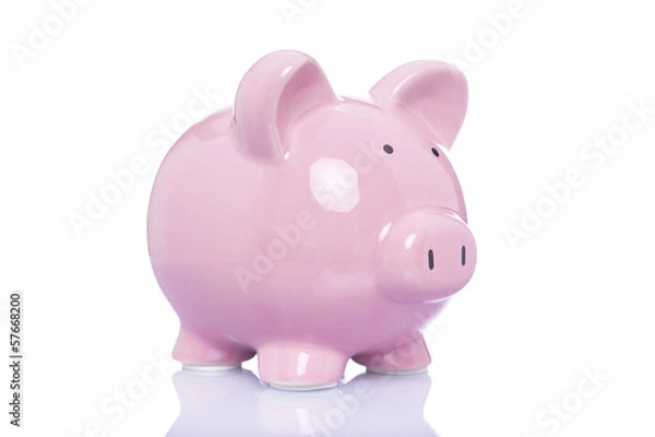Fototapeta Money pig isolated on a white background