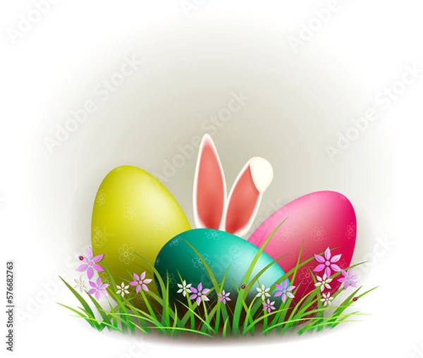 Obraz Easter eggs with bunny ears.
