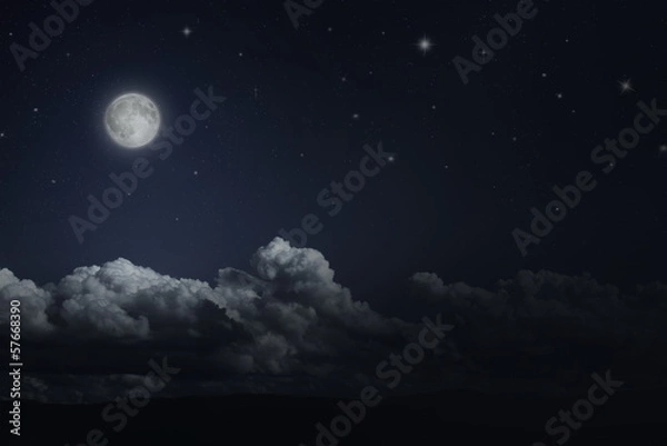 Obraz Night starry sky and moon