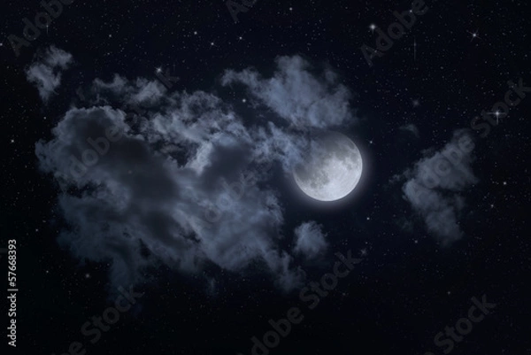 Obraz Night starry sky and moon