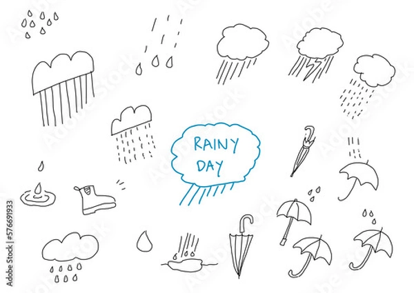 Obraz Rain icons set. Weather icon collection. Rainy day symbol set. Vector