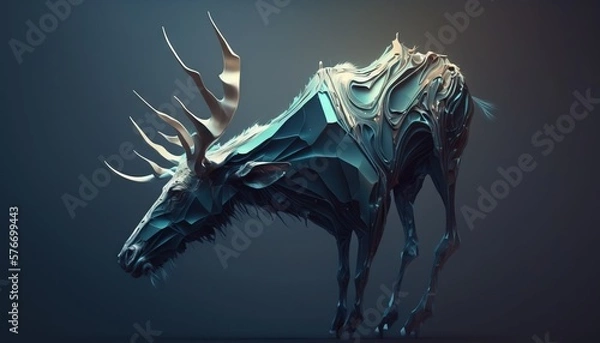Fototapeta Abstract Doe, a gazelle-looking Animal wallpaper. low poly Deer background generative ai	