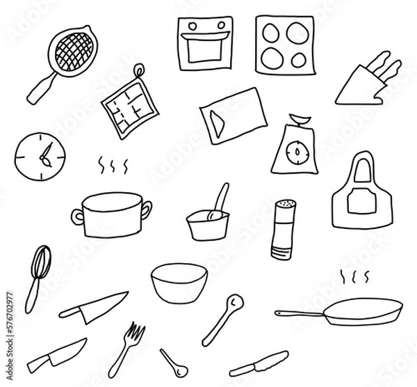 Obraz Kitchen icons set. Cooking icon collection. Foodmaking symbol set. Vector