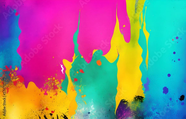Fototapeta Abstract grunge art background texture with colorful paint splashes.