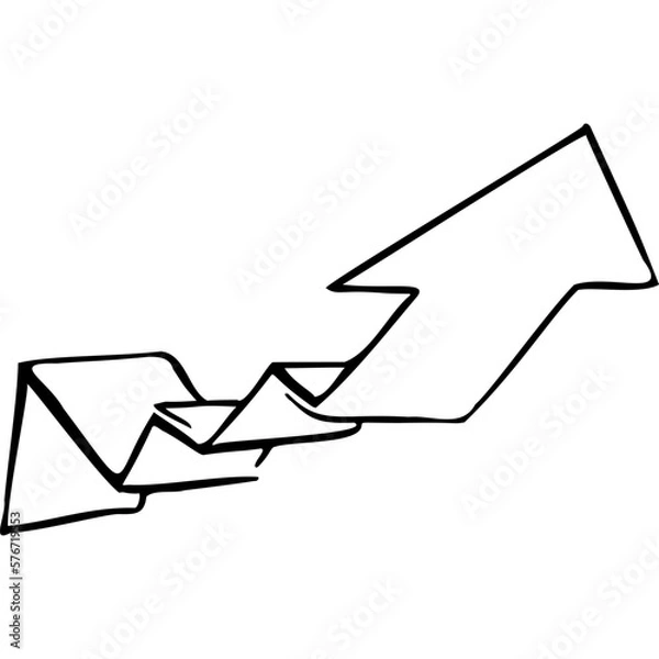 Fototapeta Thin 3d up arrow sketch vector illustration hand draw