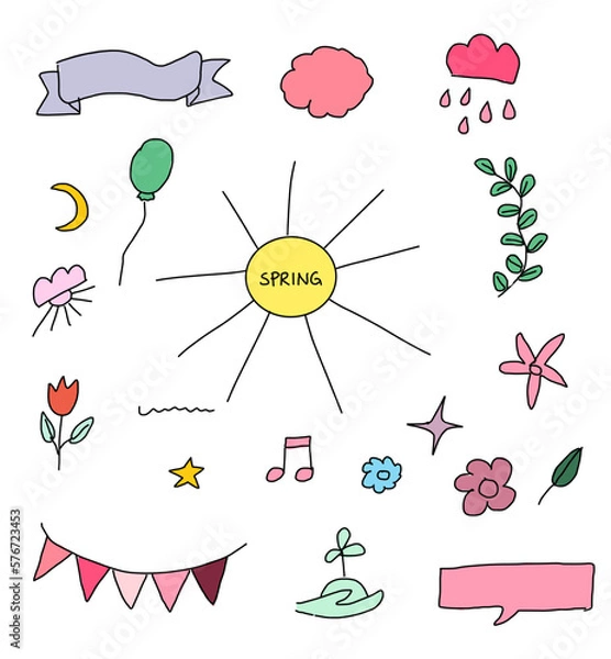 Obraz Spring icons set. Springtime icon collection. Growth symbol set. Vector with colours