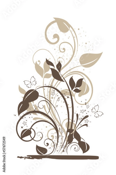 Obraz floral marron grunge