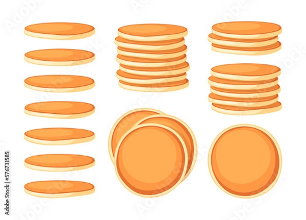 Fototapeta Set of pancakes isolated on white background