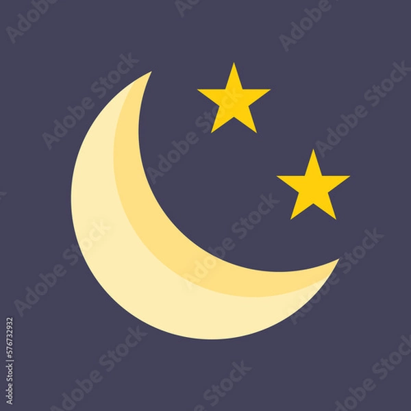 Fototapeta moon and stars. Half moon. Crescent moon. Moon with stars in night sky. Vector illustration.