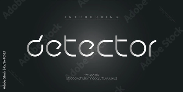 Fototapeta Detector digital modern alphabet new font. Creative abstract urban, futuristic, fashion, sport, minimal technology typography. Simple vector illustration with number