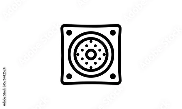 Fototapeta loudspeaker  vector icon outline style black and white background, Music industry icon, podcast icon