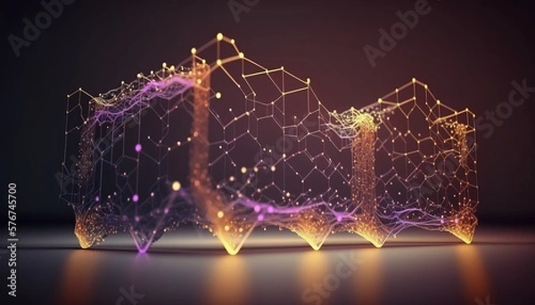 Fototapeta Shiny blockchain metaverse nft crypto Datastream flow background wallpaper created with generative ai technology