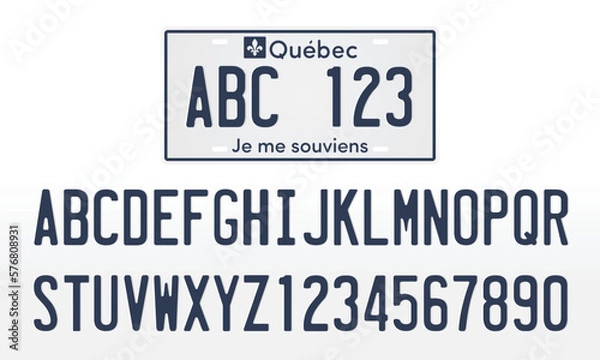 Fototapeta Quebec License Plate Mockup Template with Letters and Numbers
