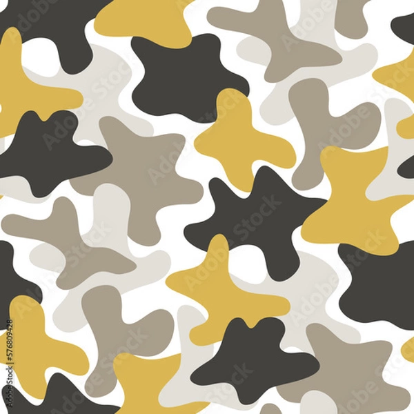 Fototapeta Seamess camouflage vector pattern with abstract wavy shapes