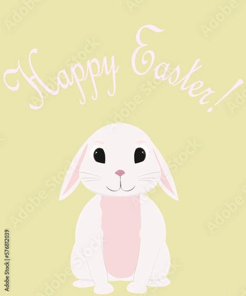 Obraz happy easter greeting card with cute rabbit bunny