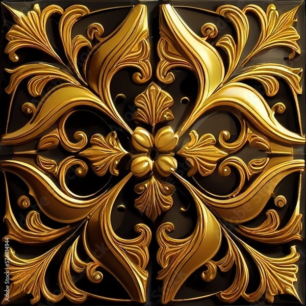 Fototapeta Seamless texture of a very beautiful and exquisite ornament. Tiles without borders. The repeating ornament is very detailed. Generative art.