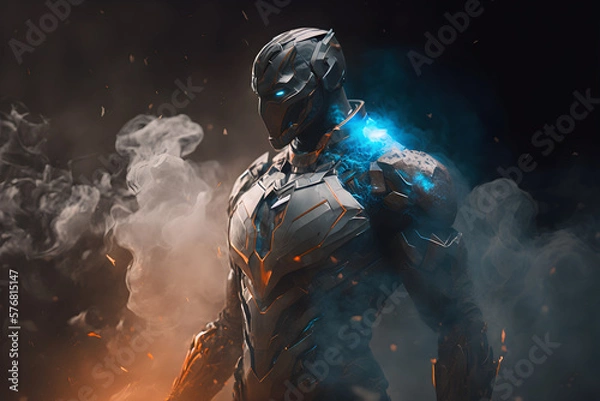 Fototapeta Iron glacial super hero sharp photography generative ai