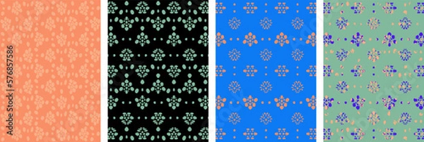 Fototapeta set of vertical abstract colorful backgrounds with pattern, set of vertical artistic cover designs, ideal for books, brochures, planners and notebooks, vertical layout design in abstract style