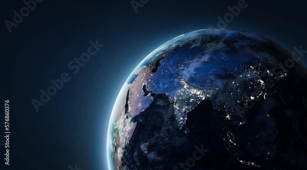Fototapeta Earth globe in space. Earth Hour 2023, March 25. Earth planet template for web banner. Elements of this image furnished by NASA