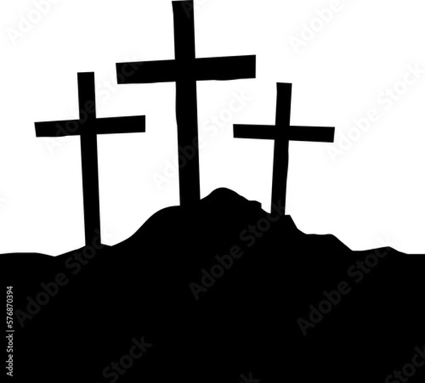 Obraz Calvary Crosses Silhouette Illustration