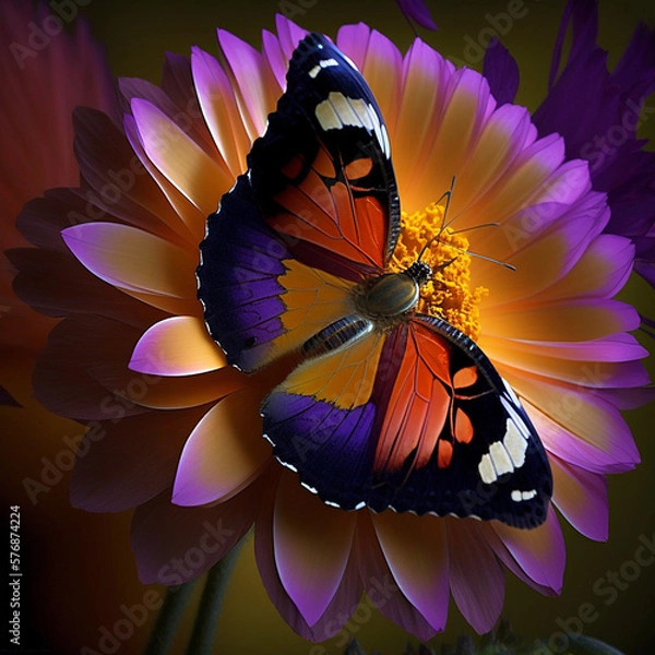 Obraz butterfly and flower