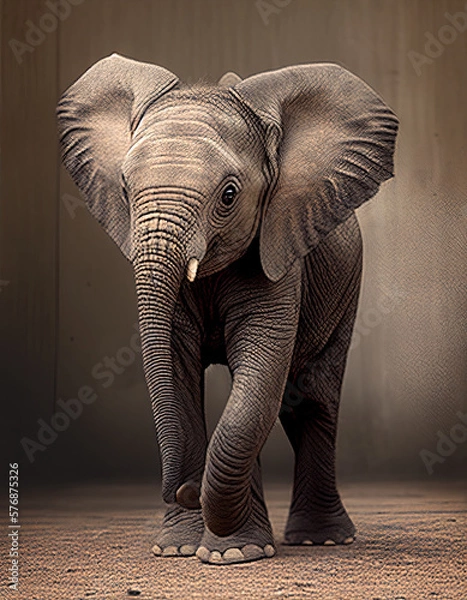 Obraz Baby Elephant Realistic Illustration Cute Adorable. Generative AI