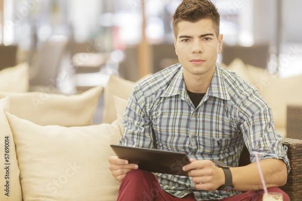 Obraz Young man with tablet