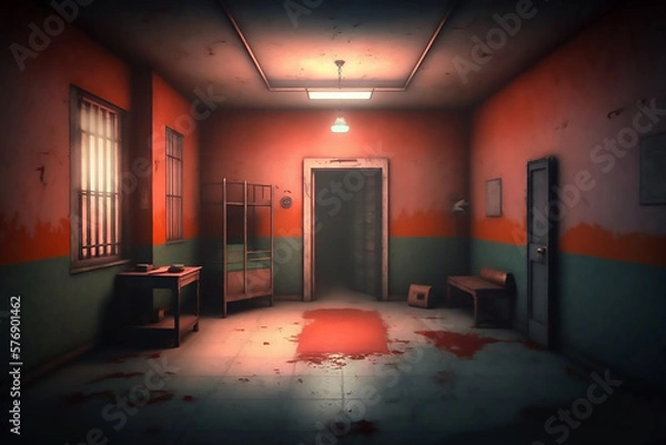 Obraz interrogation room blodd jail