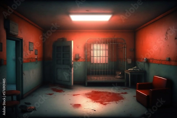 Fototapeta interrogation room fighting murder jail