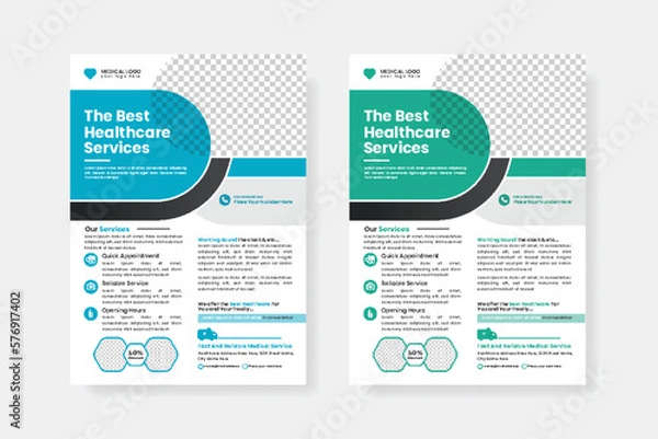 Obraz Healthcare and medical  flyer set design template for print idea
